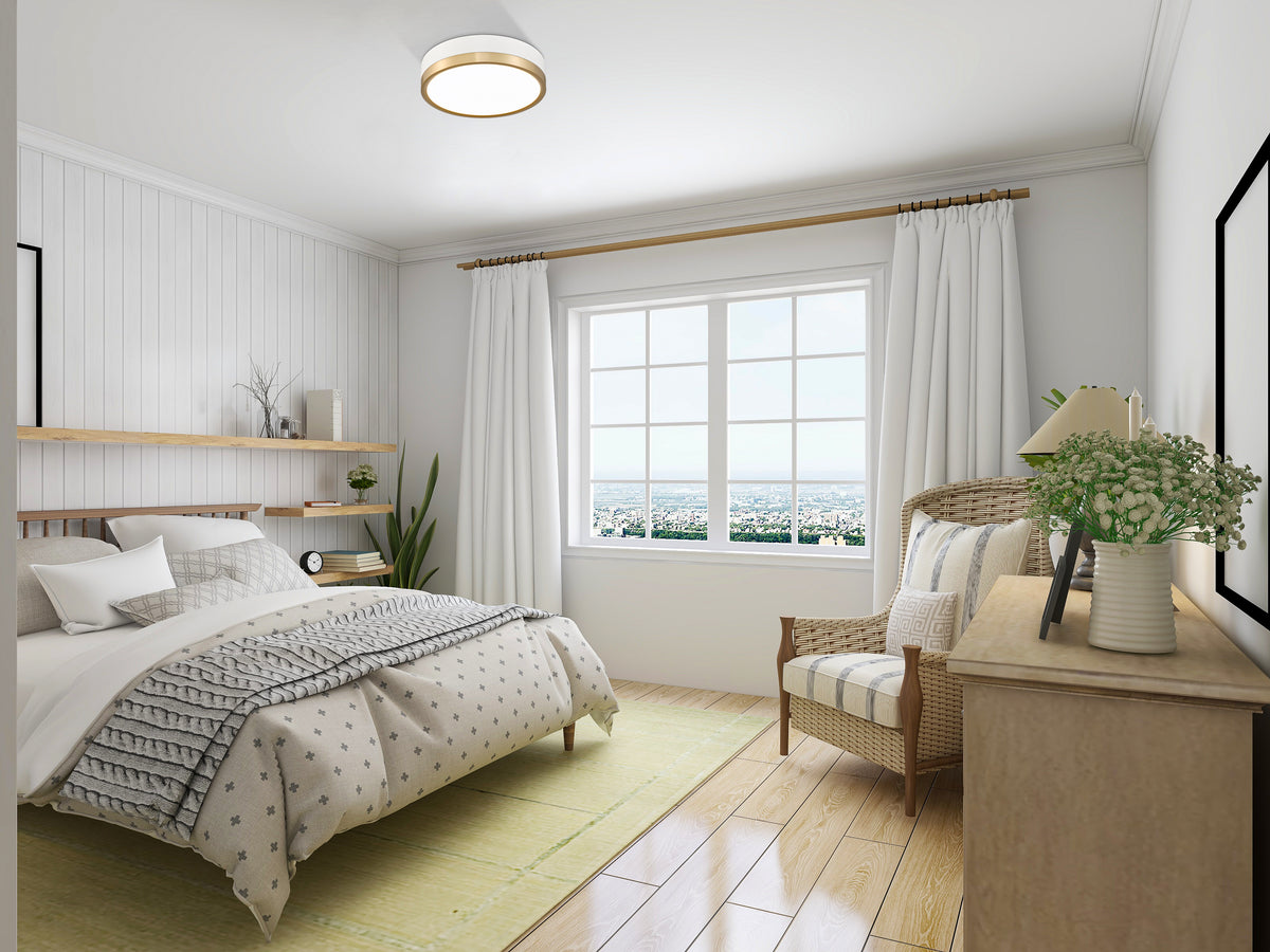 Plafonnier Algar Blanc mat + Or moderne, 12" – vue 3