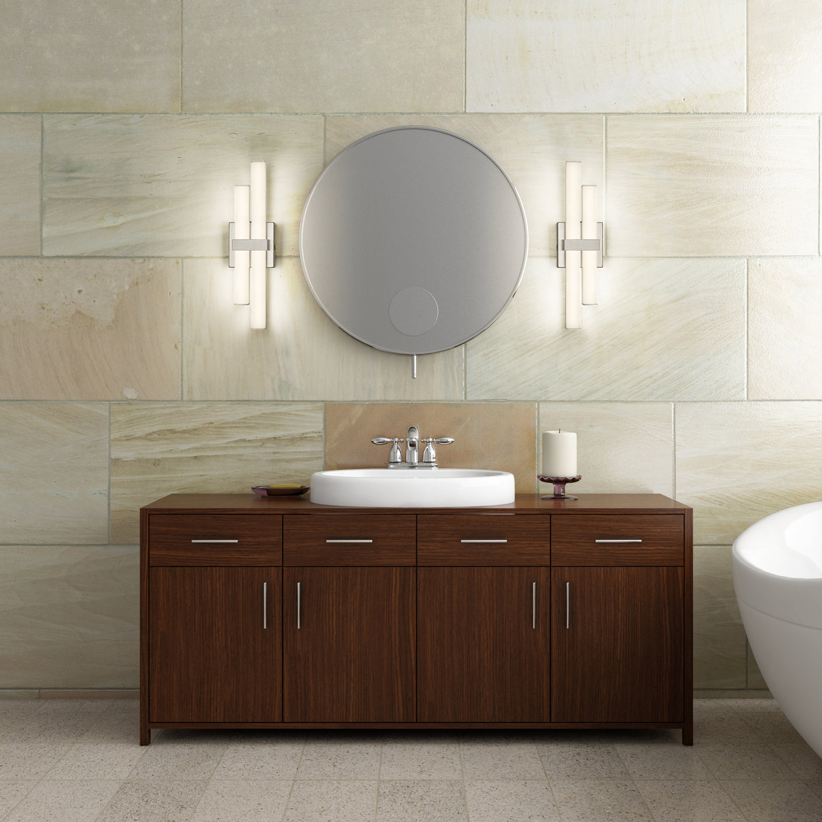 Barre d'éclairage de salle de bain Zane Nickel brossé, 18" – vue 2