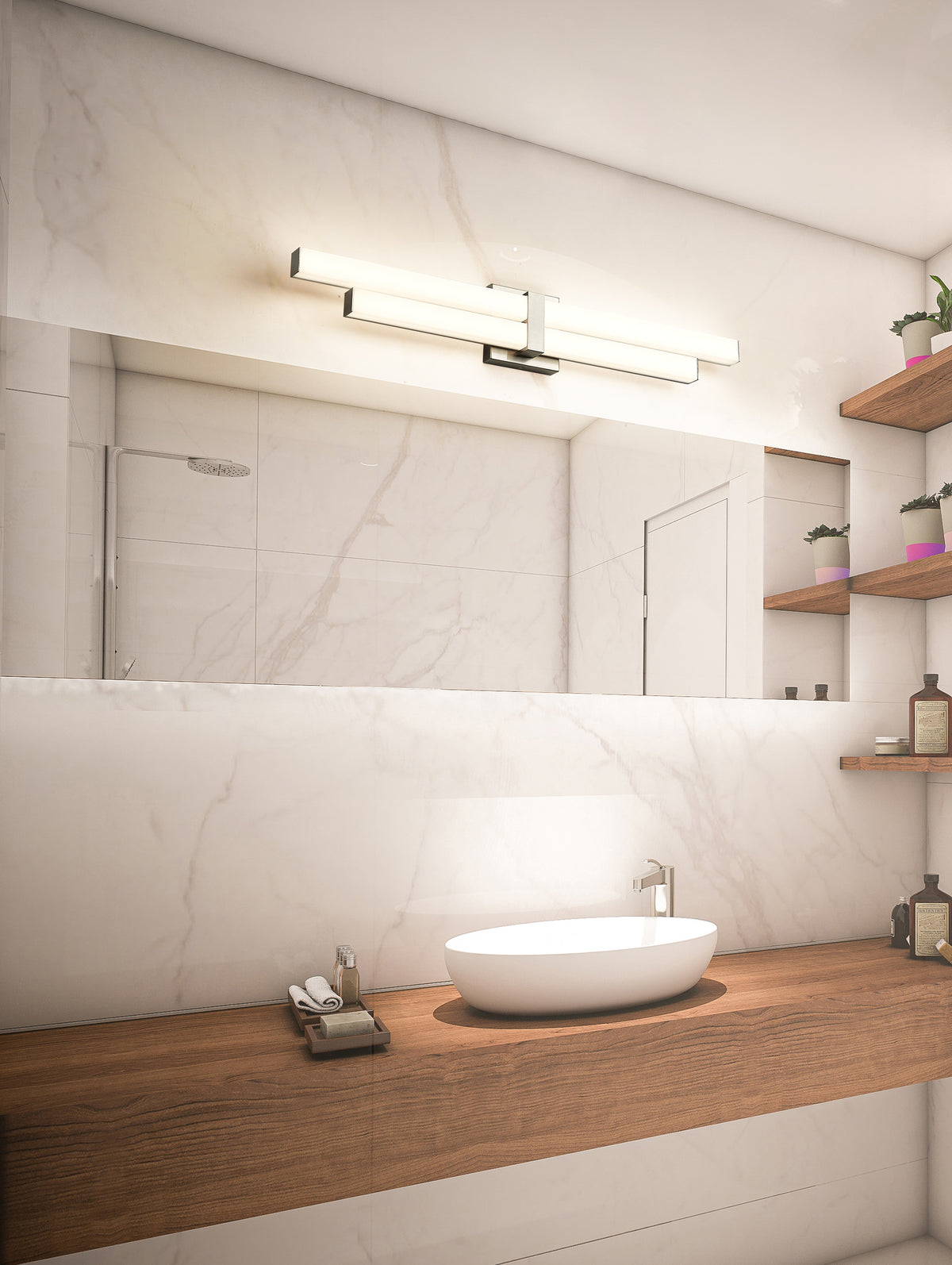Barre d'éclairage de salle de bain Zane Nickel brossé, 32" – vue 2