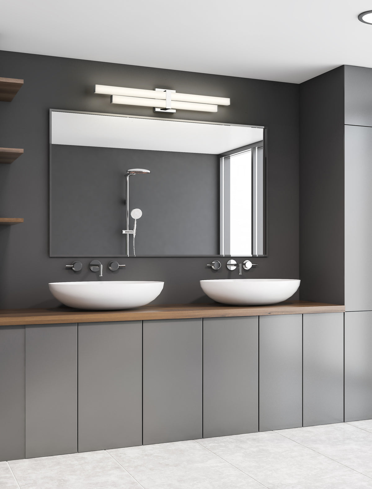 Barre d'éclairage de salle de bain Zane Chrome, 32" – vue 2