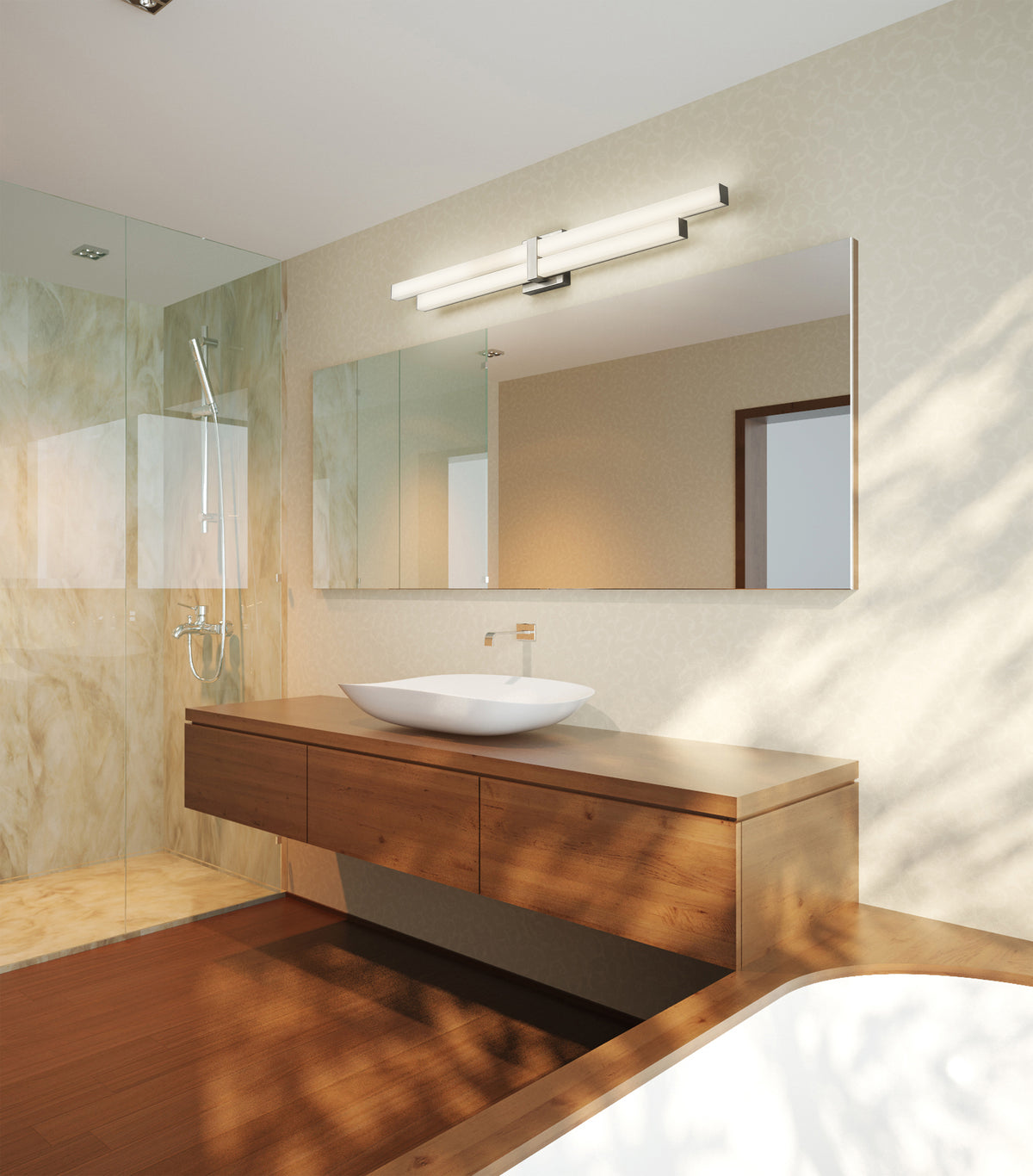Barre d'éclairage de salle de bain Zane Nickel brossé, 40" – vue 2