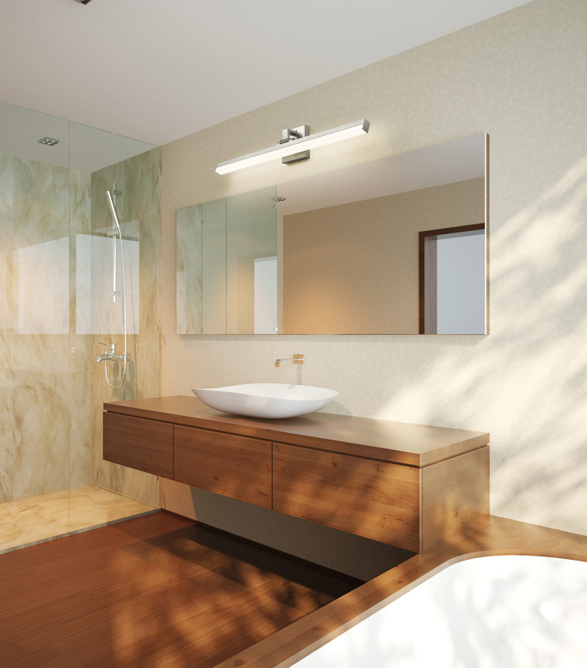 Barre d'éclairage de salle de bain Liam Nickel brossé, 32" – vue 2