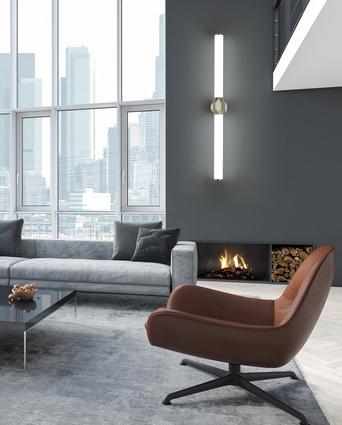 Barre d'éclairage de salle de bain Cooper Nickel brossé, 40" – vue 3