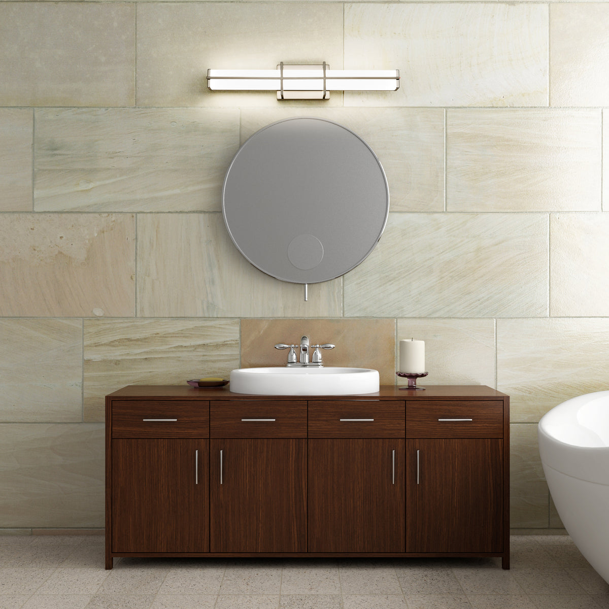 Barre d'éclairage de salle de bain Harrison Nickel brossé, 25" – vue 2