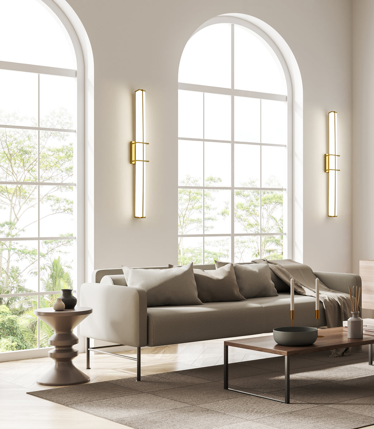 Barre d'éclairage de salle de bain Harrison Or moderne, 40" – vue 3