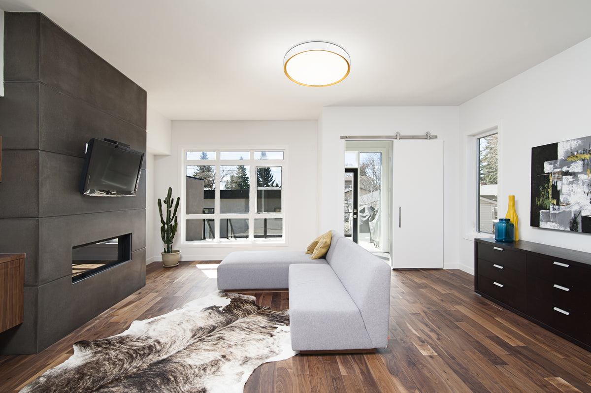 Plafonnier Kawan Blanc mat + Or moderne, 20" – vue 3