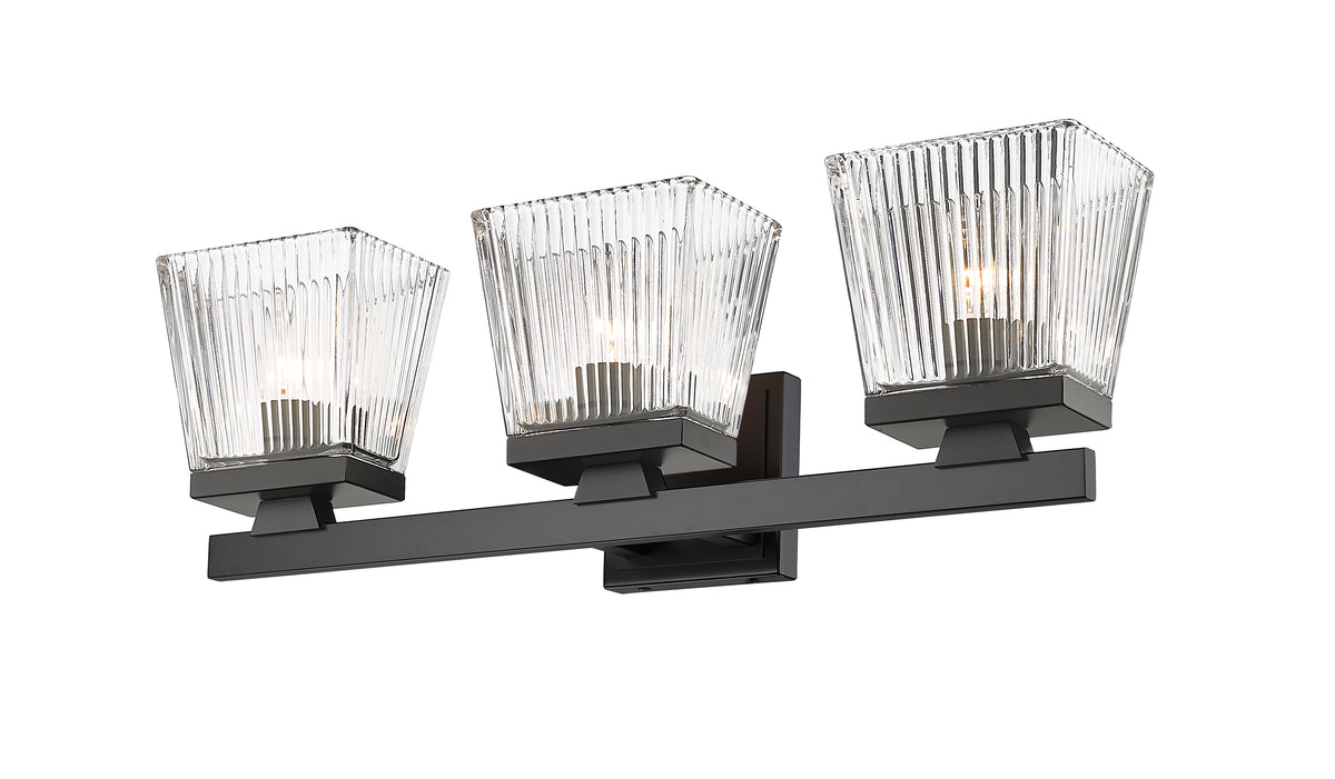 Luminaire de vanité Astor Noir mat, Transparent, 23" – vue 4