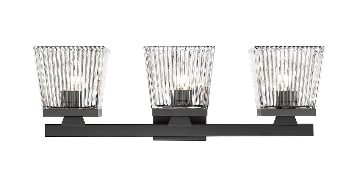 Luminaire de vanité Astor Noir mat, Transparent, 23" – vue 5