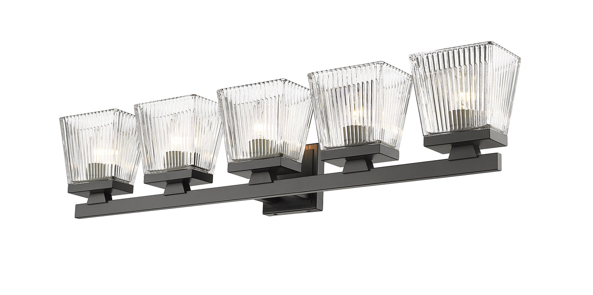Luminaire de vanité Astor Noir mat, Transparent, 36" – vue 4