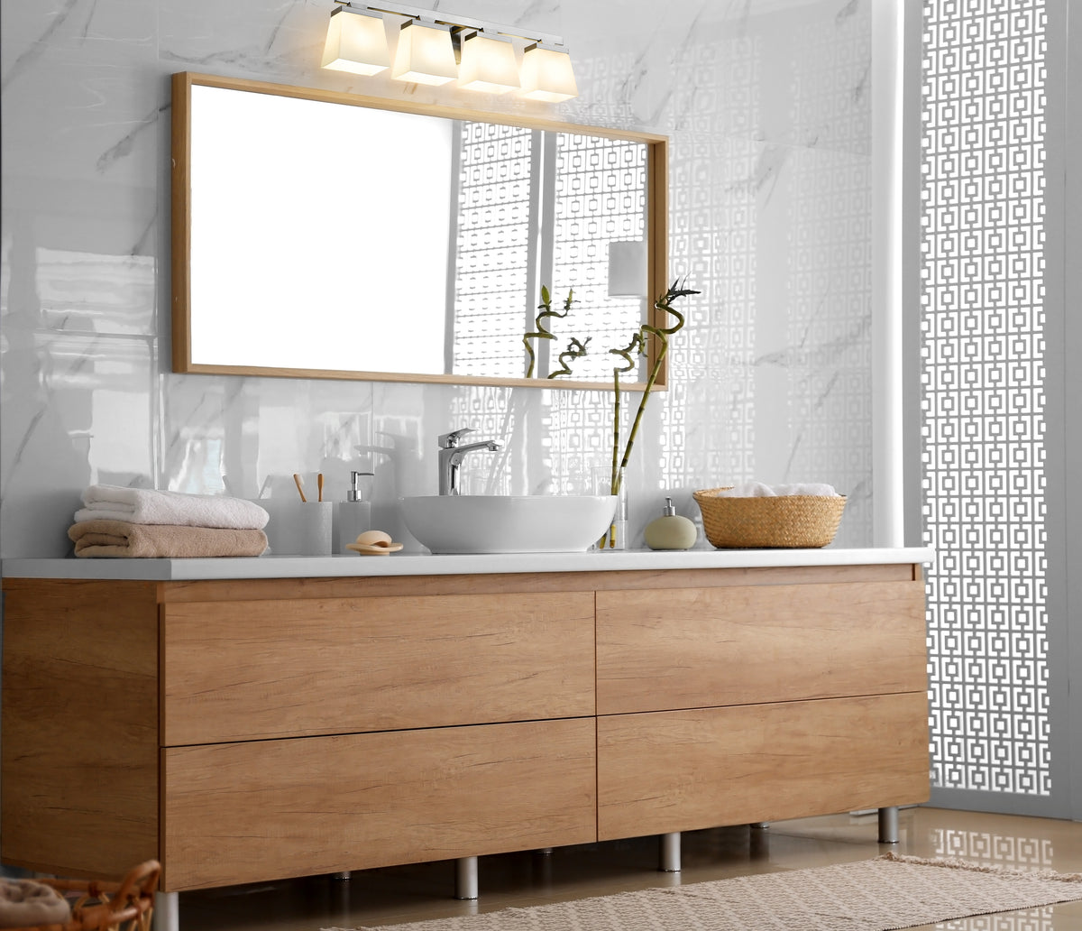 Luminaire de vanité Astor Nickel brossé, Opale givrée, 29" – vue 2