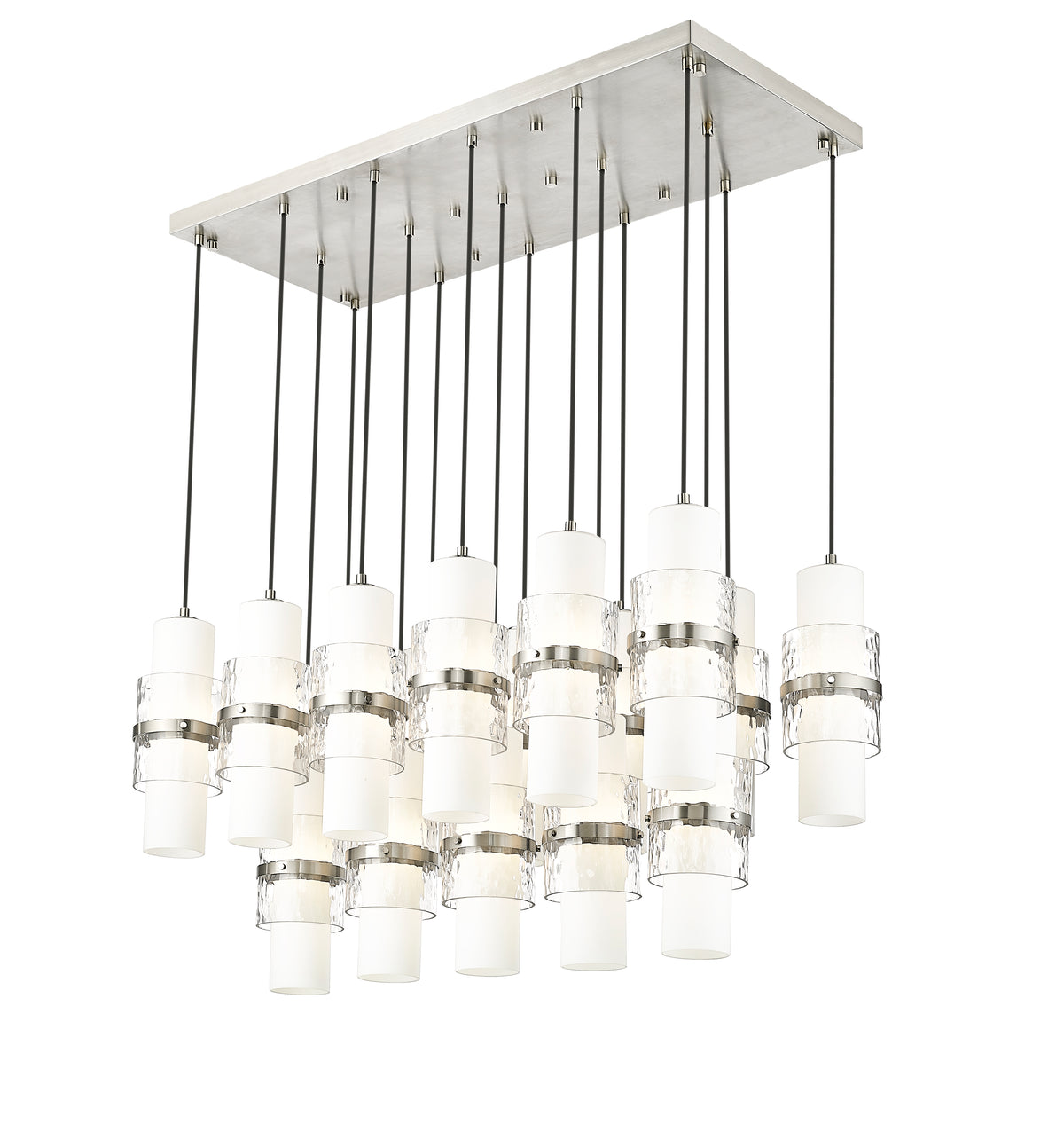 Suspension linéaire multiple Cayden Nickel brossé, nombre ampoules 17 – vue 5