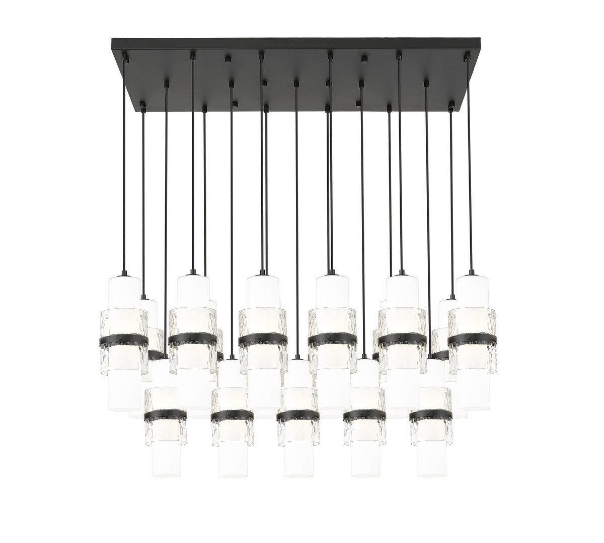 Suspension linéaire multiple Cayden Noir mat, nombre ampoules 17 – vue 4
