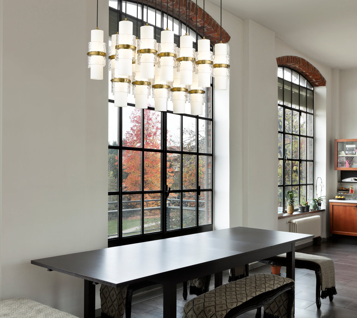 Suspension linéaire multiple Cayden Or moderne, nombre ampoules 17 – vue 2