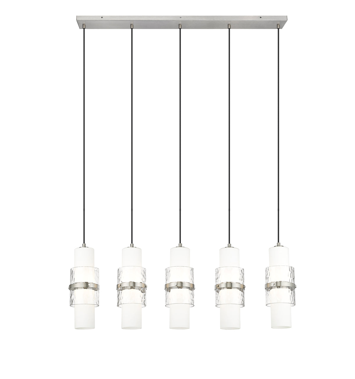 Suspension linéaire multiple Cayden Nickel brossé, nombre ampoules 5 – vue 4