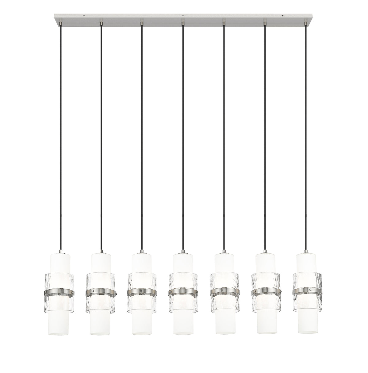 Suspension linéaire multiple Cayden Nickel brossé, nombre ampoules 7 – vue 4