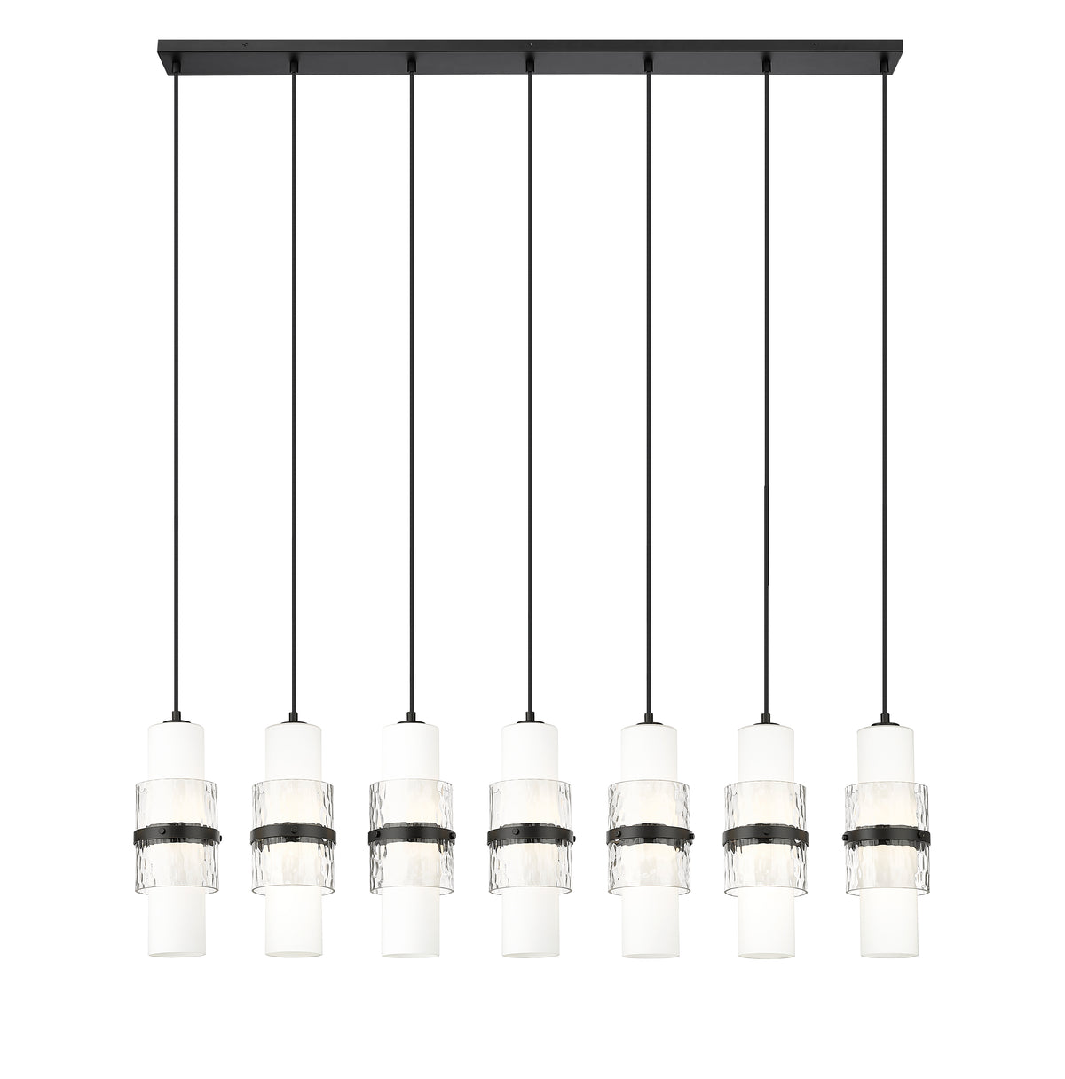 Suspension linéaire multiple Cayden Noir mat, nombre ampoules 7 – vue 4