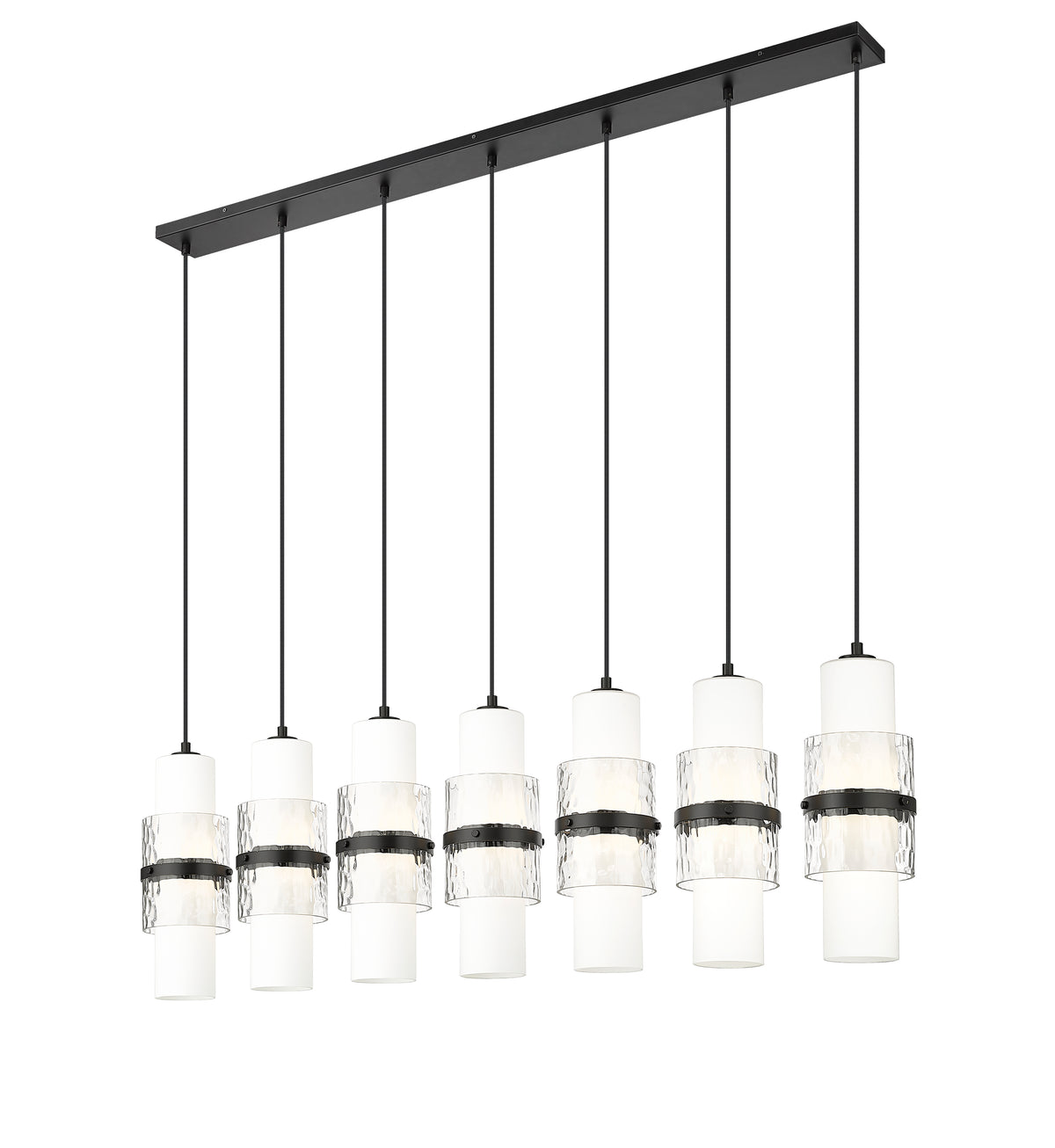 Suspension linéaire multiple Cayden Noir mat, nombre ampoules 7 – vue 5