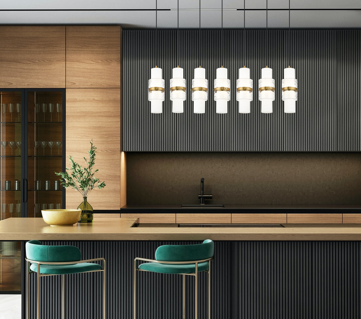 Suspension linéaire multiple Cayden Or moderne, nombre ampoules 7 – vue 2