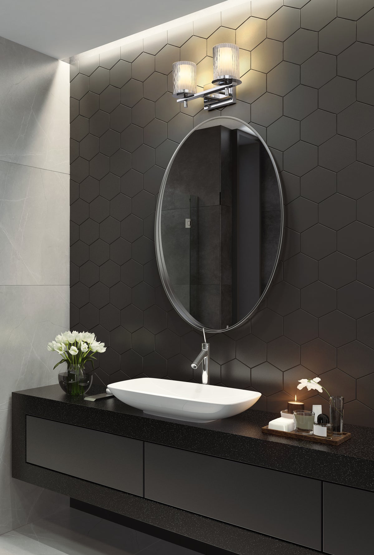 Luminaire de vanité Grayson Chrome, 16" – vue 2
