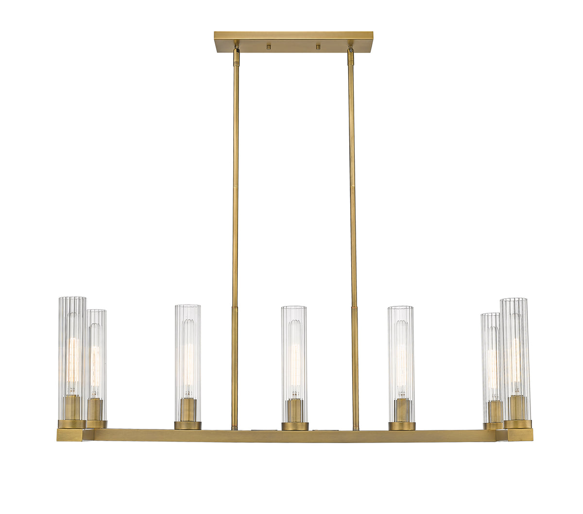 Suspension linéaire Beau Laiton frotté, nombre ampoules 7 – vue 4