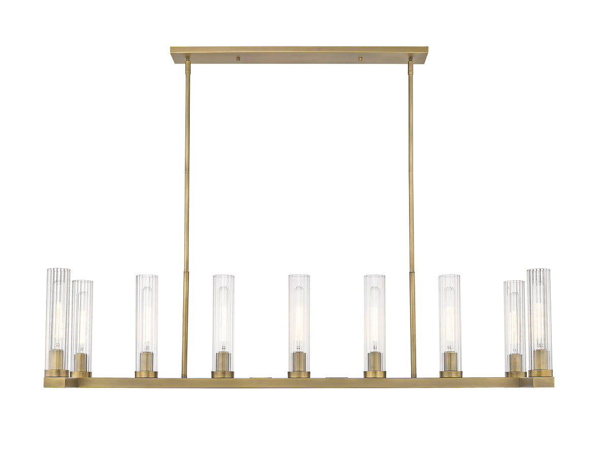 Suspension linéaire Beau Laiton frotté, nombre ampoules 9 – vue 4