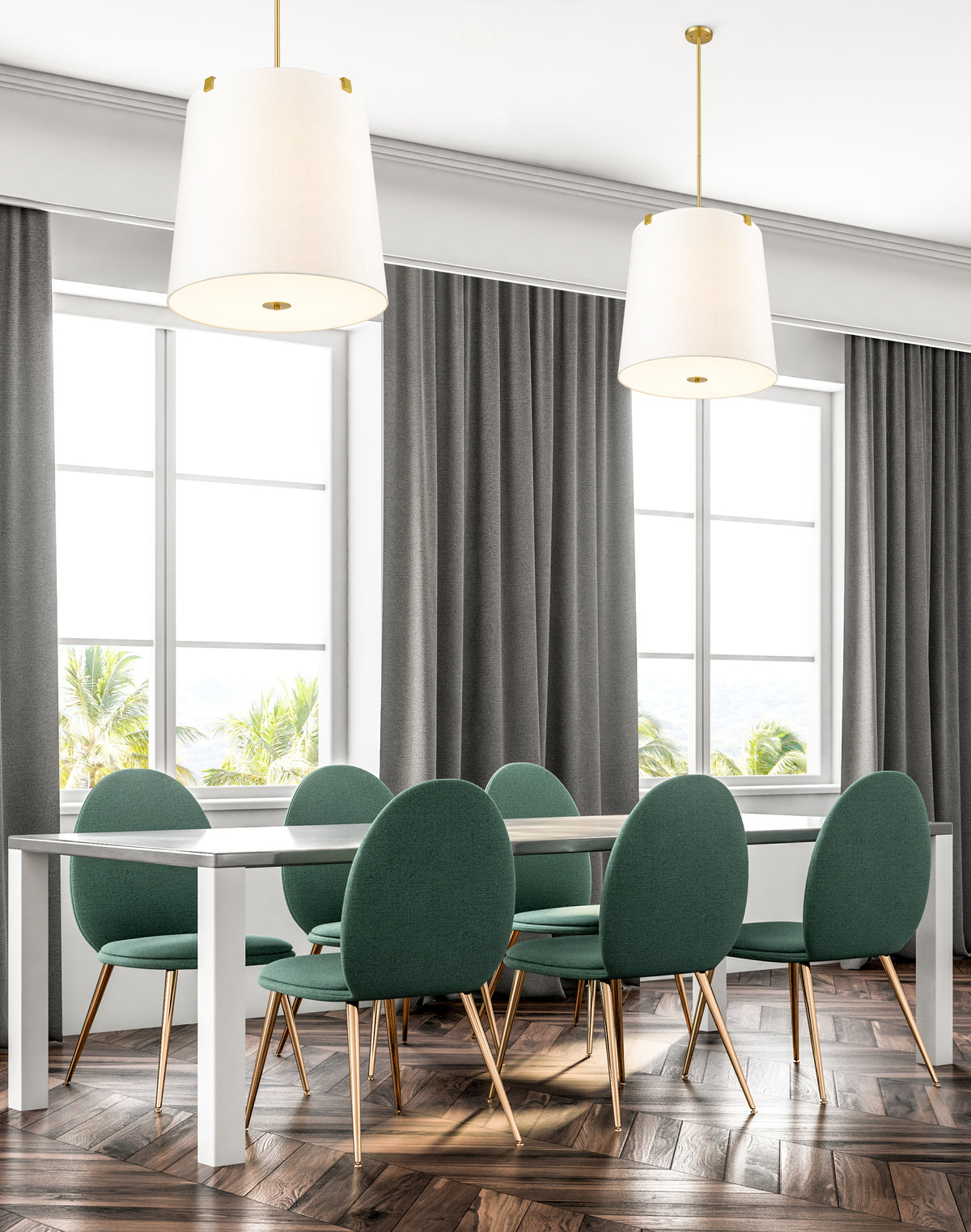 Suspension Weston Or moderne, Lin blanc, 24" – vue 2