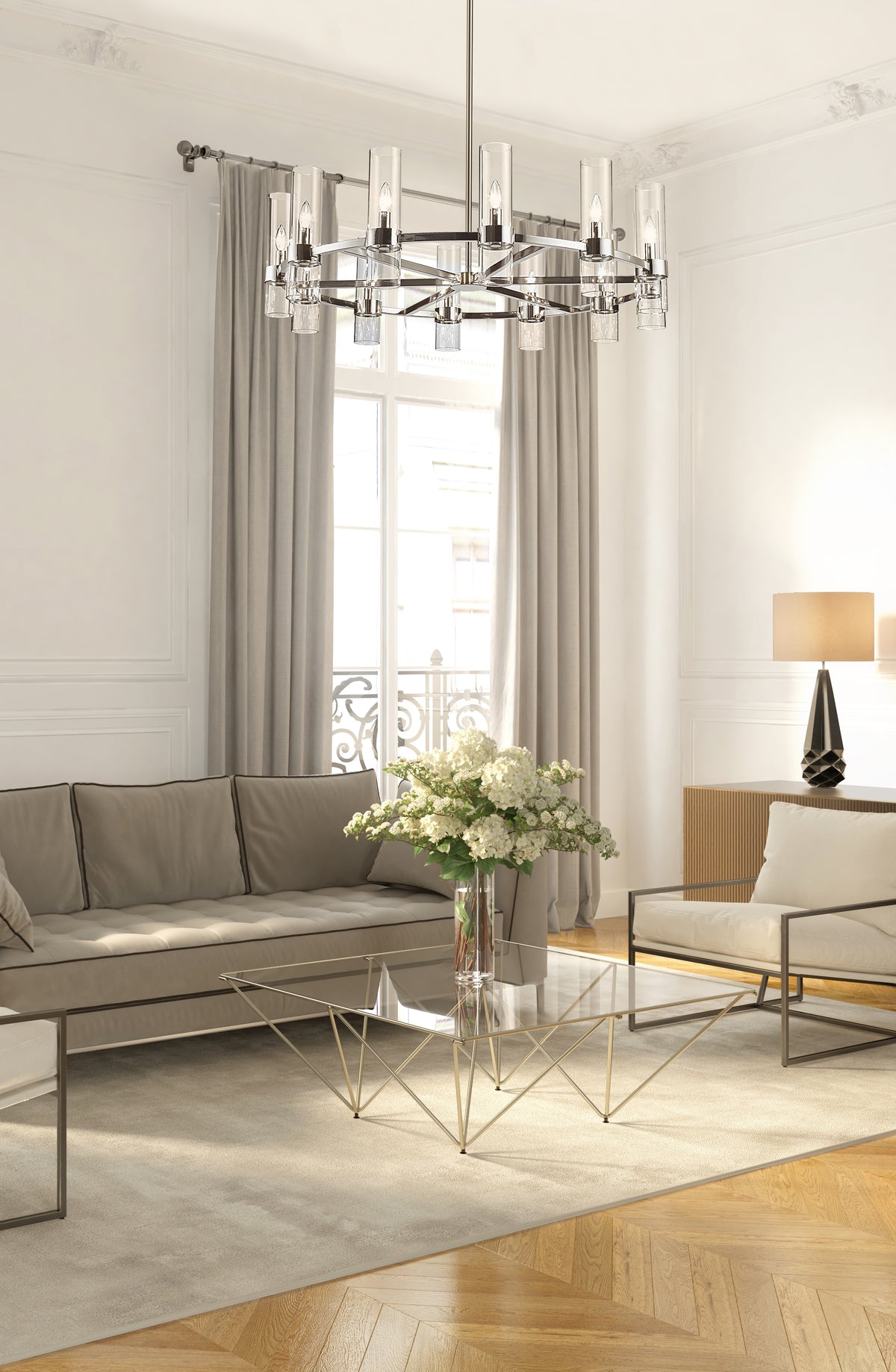 Lustre Datus Nickel poli, 43 1/2" – vue 3