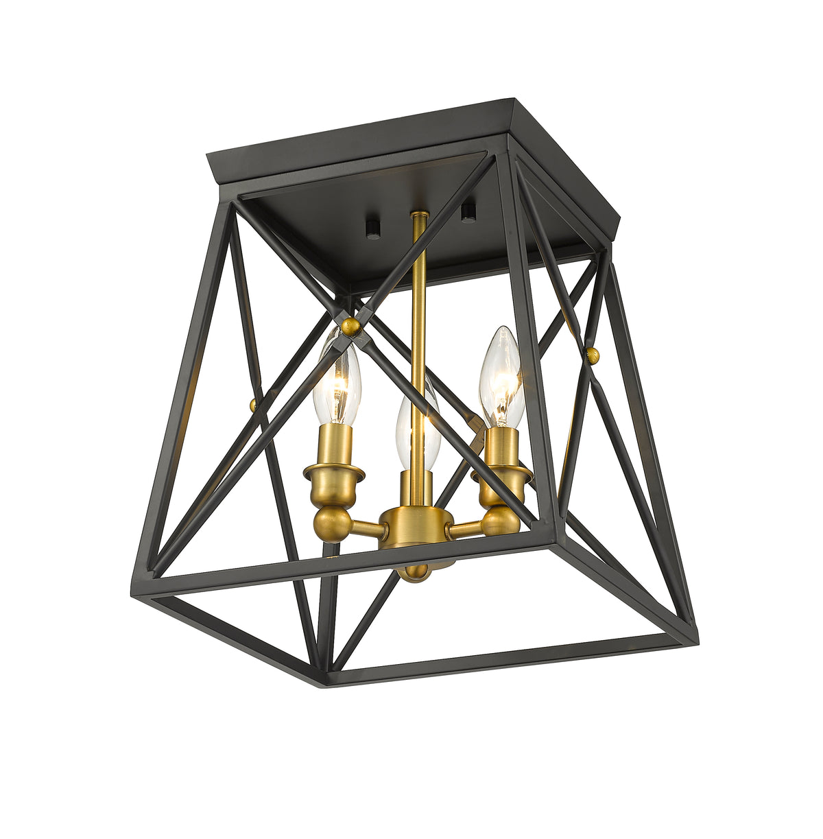 Plafonnier Trestle Noir mat + Laiton vieilli, 11" – vue 5