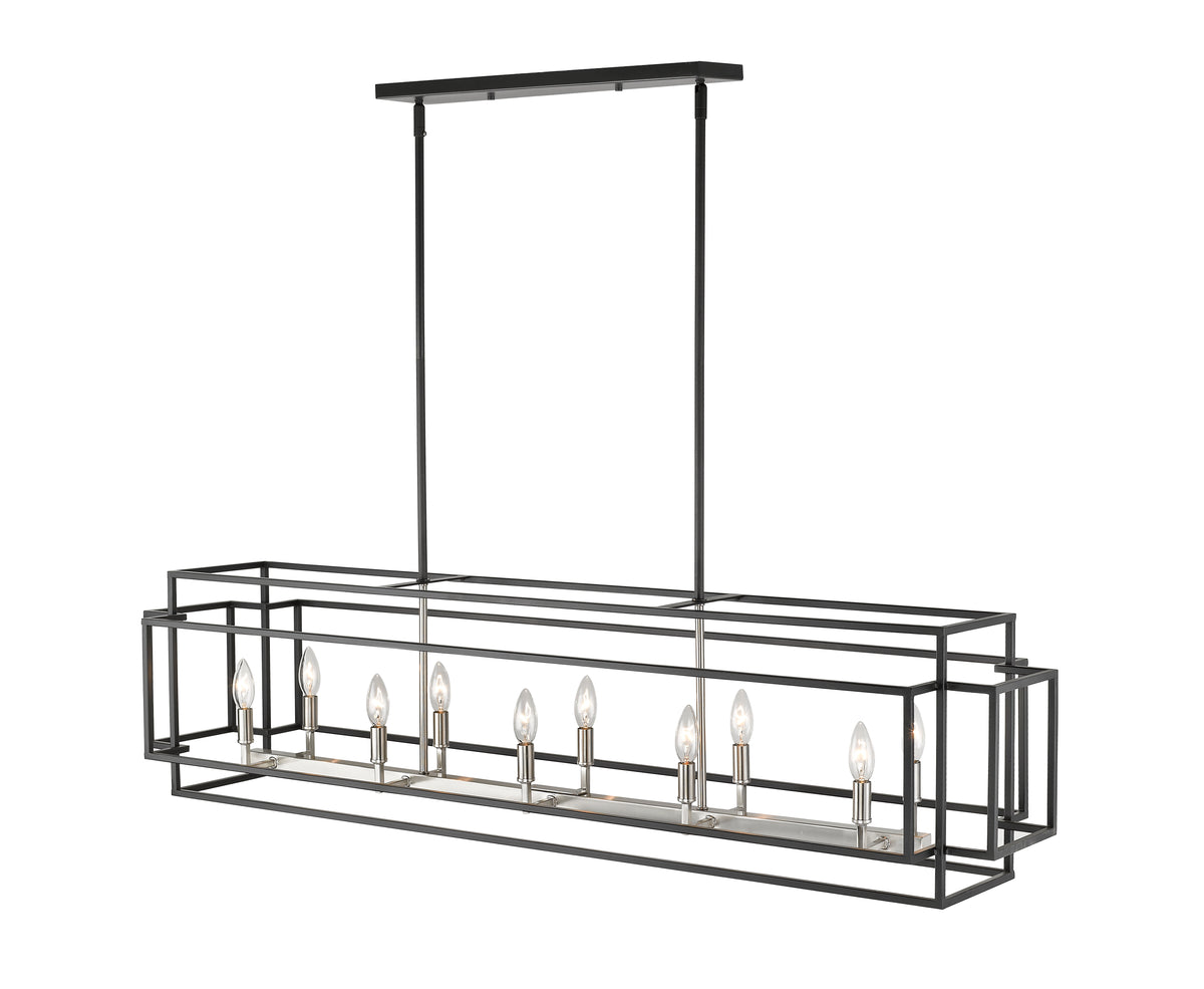 Suspension linéaire Titania Noir + Nickel brossé, nombre ampoules 10 – vue 3