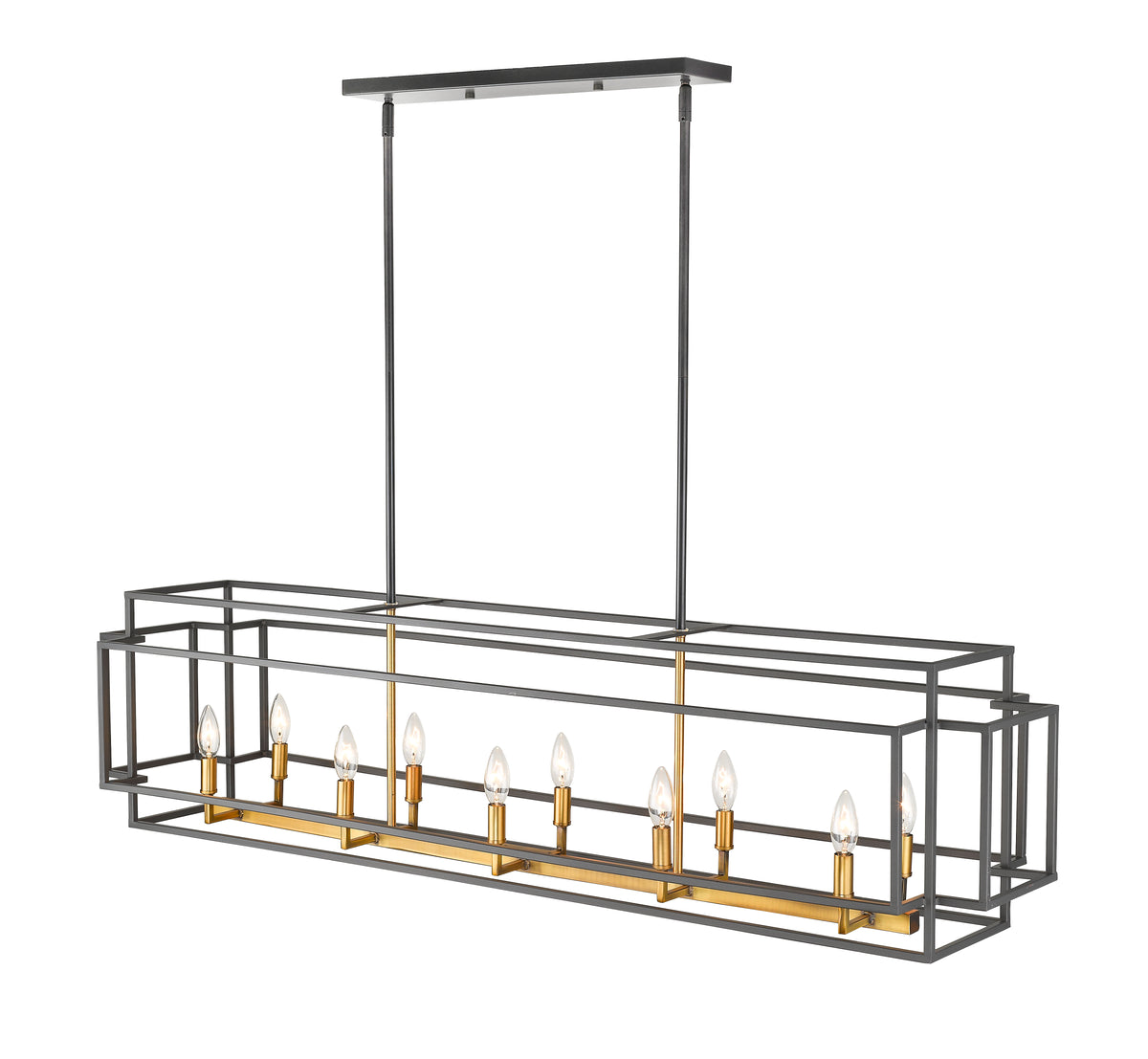 Suspension linéaire Titania Bronze + Laiton vieilli, nombre ampoules 10 – vue 4