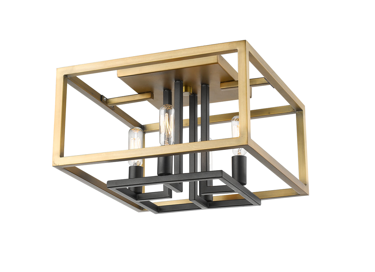 Plafonnier Quadra Laiton antique + bronze – vue 3