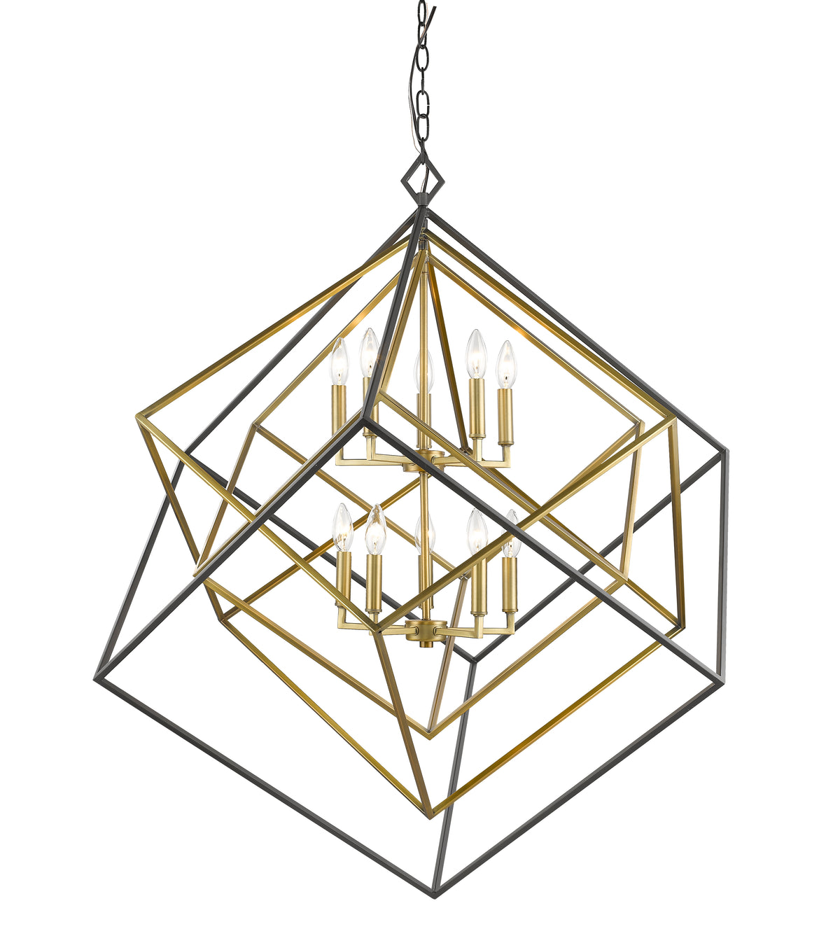 Lustre Euclid Laiton antique + bronze, 41 1/2" – vue 2