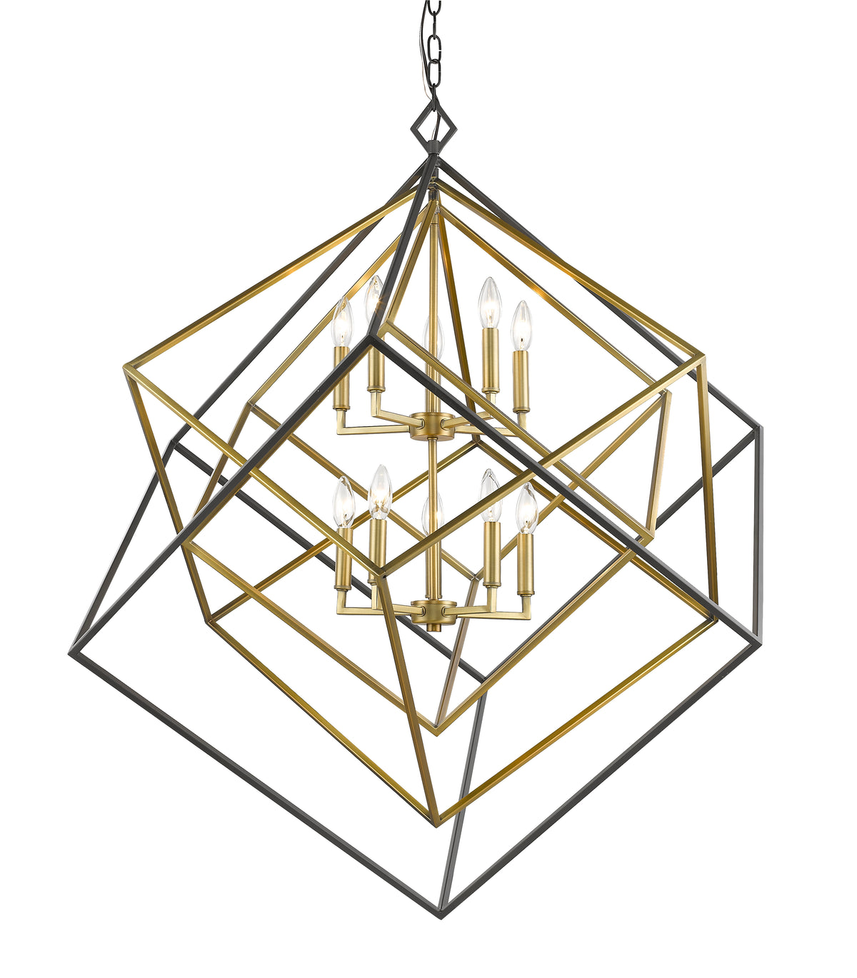 Lustre Euclid Laiton antique + bronze, 41 1/2" – vue 3