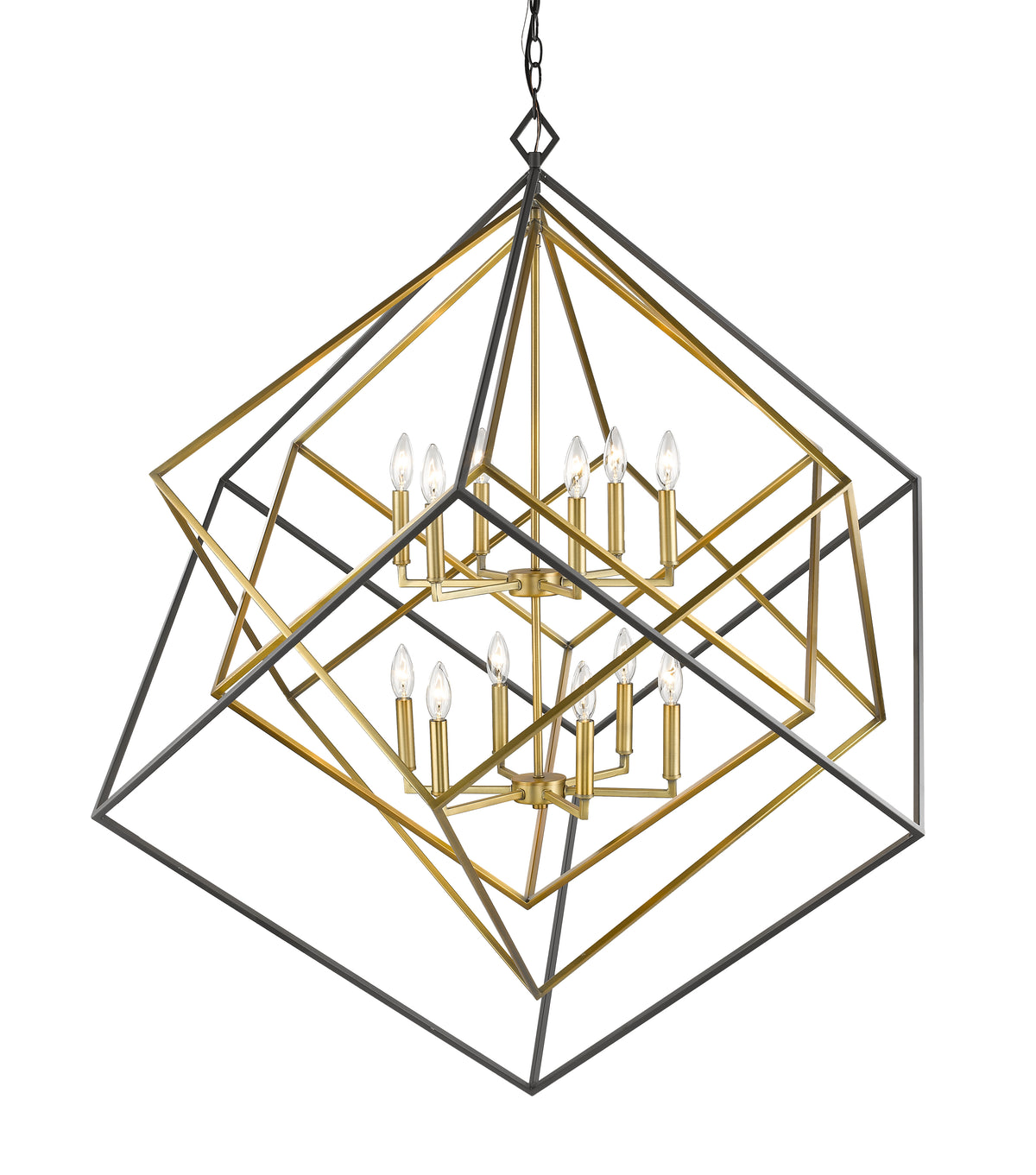 Lustre Euclid Laiton antique + bronze, 47 1/2" – vue 2