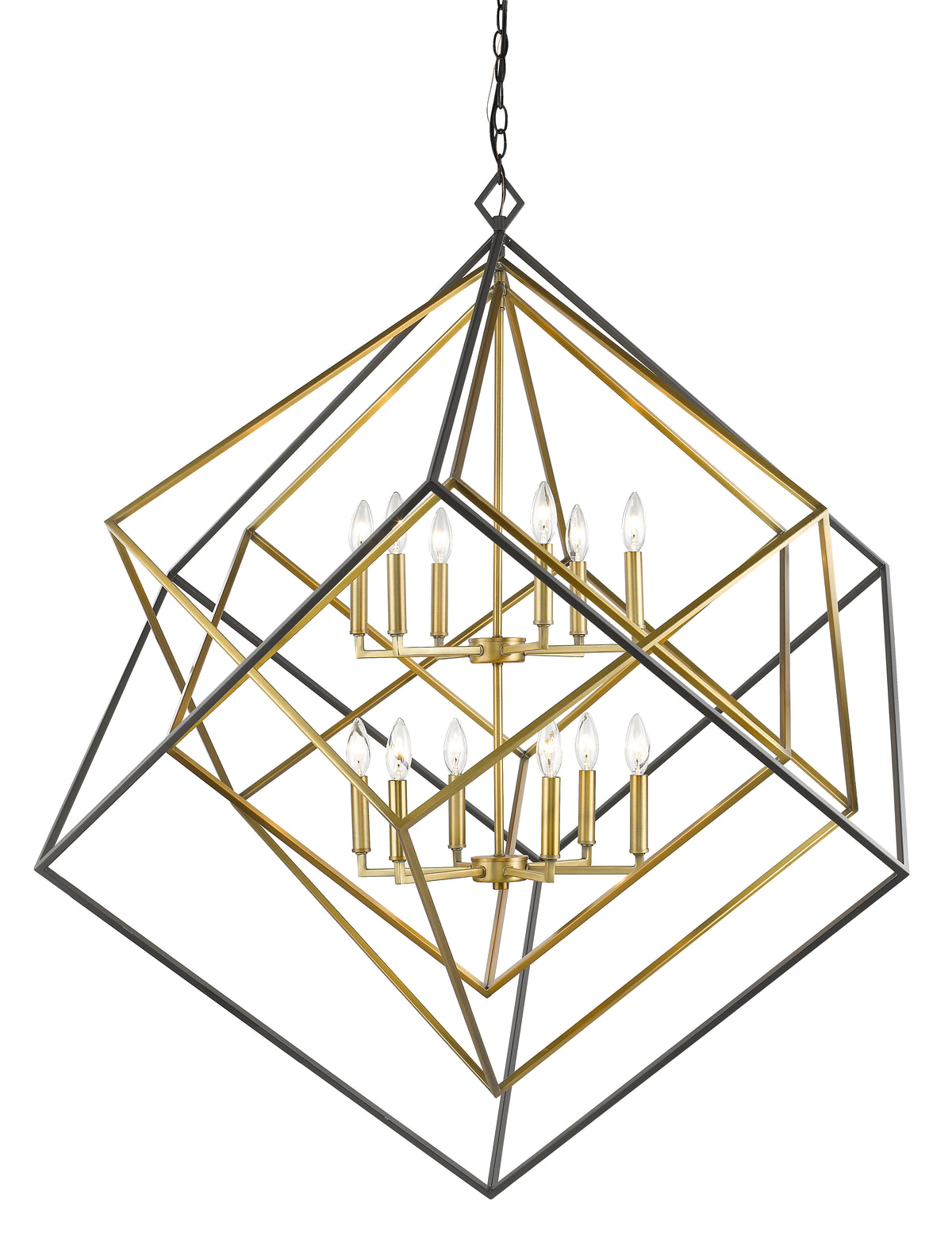 Lustre Euclid Laiton antique + bronze, 47 1/2" – vue 3