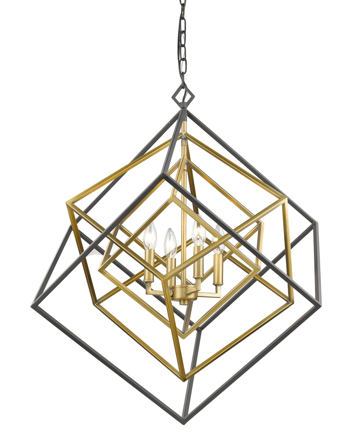 Lustre Euclid Laiton antique + bronze, 29 1/2" – vue 3