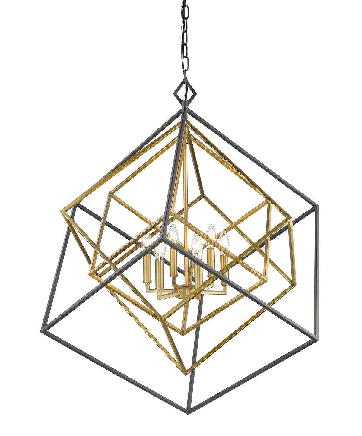 Lustre Euclid Laiton antique + bronze, 35 1/2" – vue 2