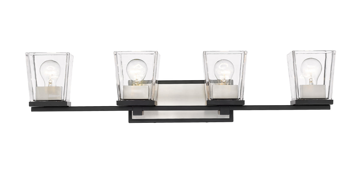 Luminaire de vanité Bleeker Street Noir mat + Nickel brossé, 33" – vue 5