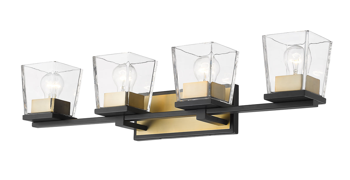 Luminaire de vanité Bleeker Street Noir mat + Laiton vieilli, 33" – vue 4