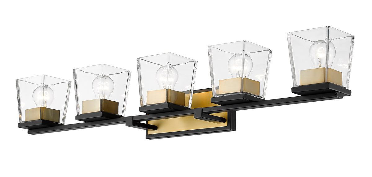 Luminaire de vanité Bleeker Street Noir mat + Laiton vieilli, 42 1/2" – vue 4