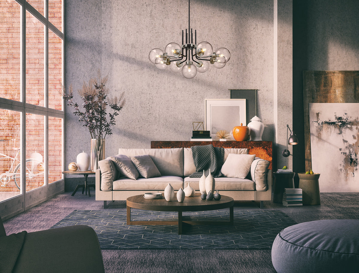 Lustre Parsons Noir mat + Nickel brossé, 32" – vue 2