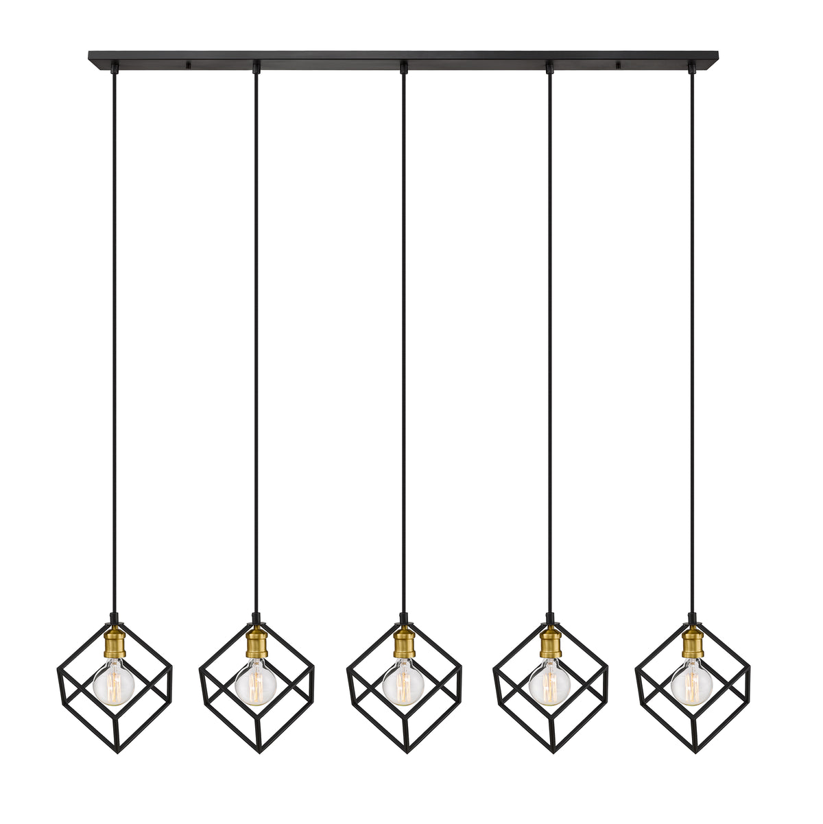 Suspension linéaire Vertical Bronze + Laiton vieilli, nombre ampoules 5 – vue 4