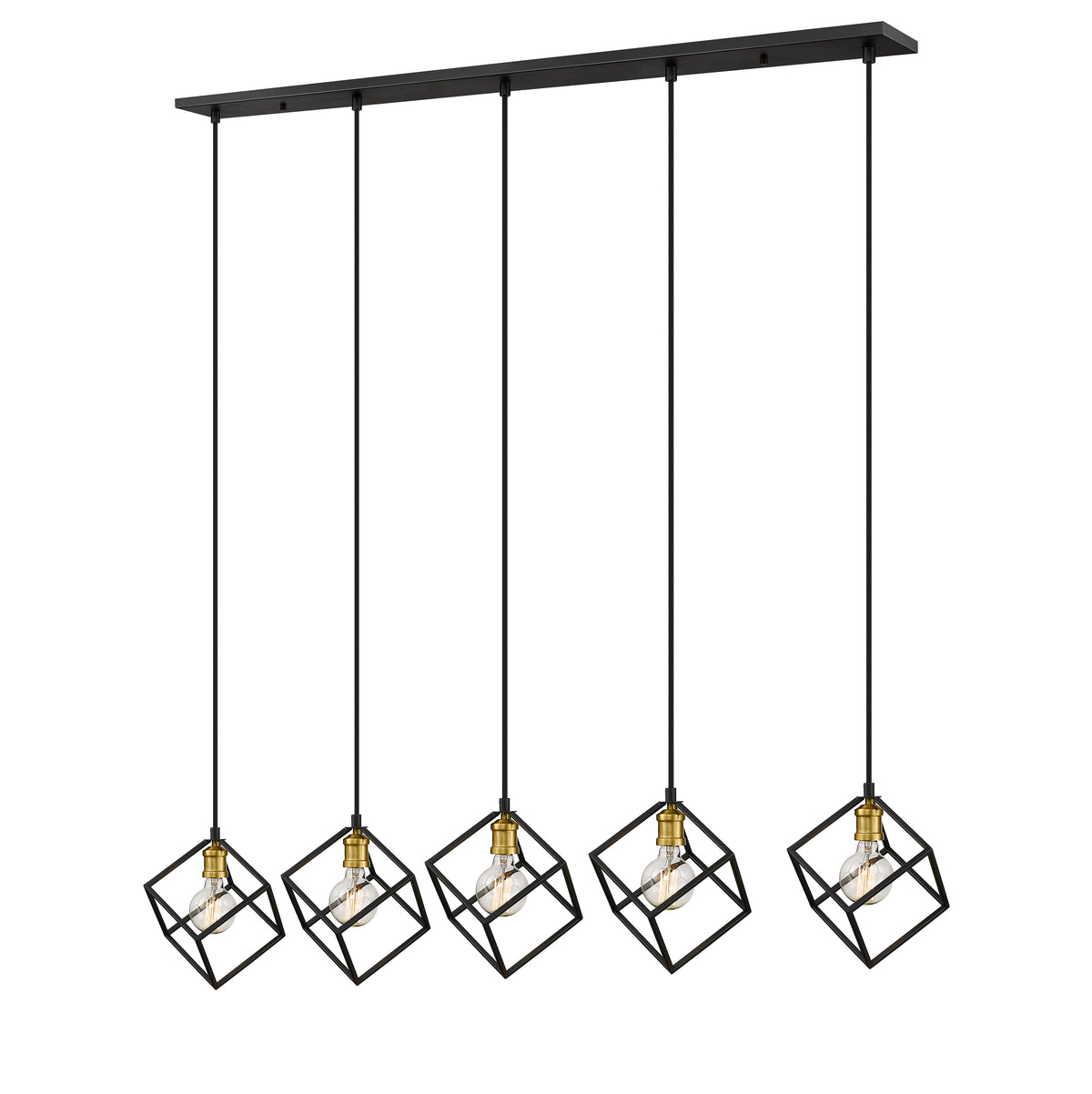 Suspension linéaire Vertical Bronze + Laiton vieilli, nombre ampoules 5 – vue 5