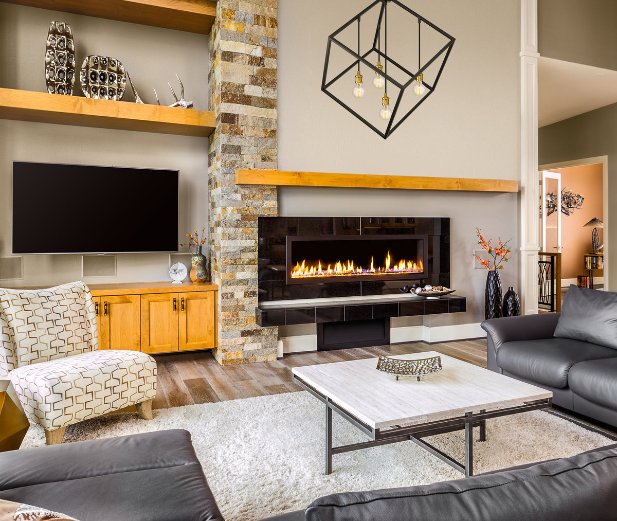 Suspension Vertical Bronze + Laiton vieilli, 34" – vue 2