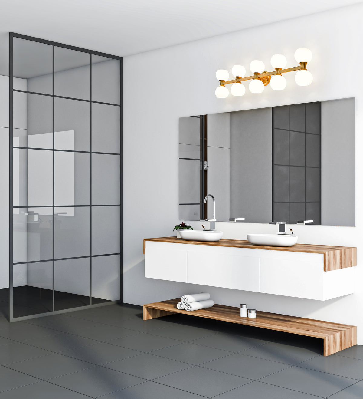 Luminaire de vanité Artemis Or moderne, 45" – vue 3