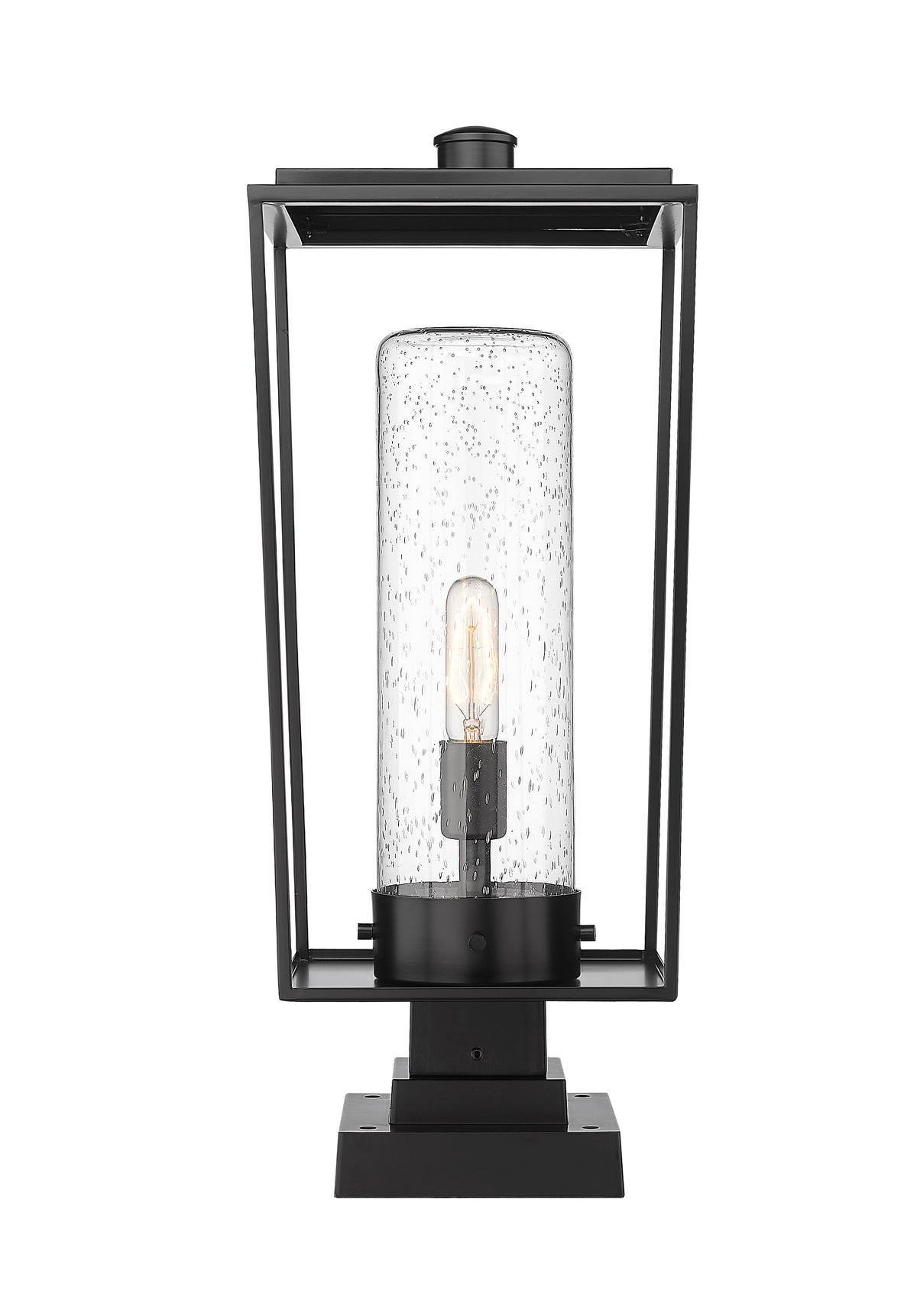 Lanterne extérieure sur socle Sheridan Carré décoratif, 10", Grené transparent – vue 4