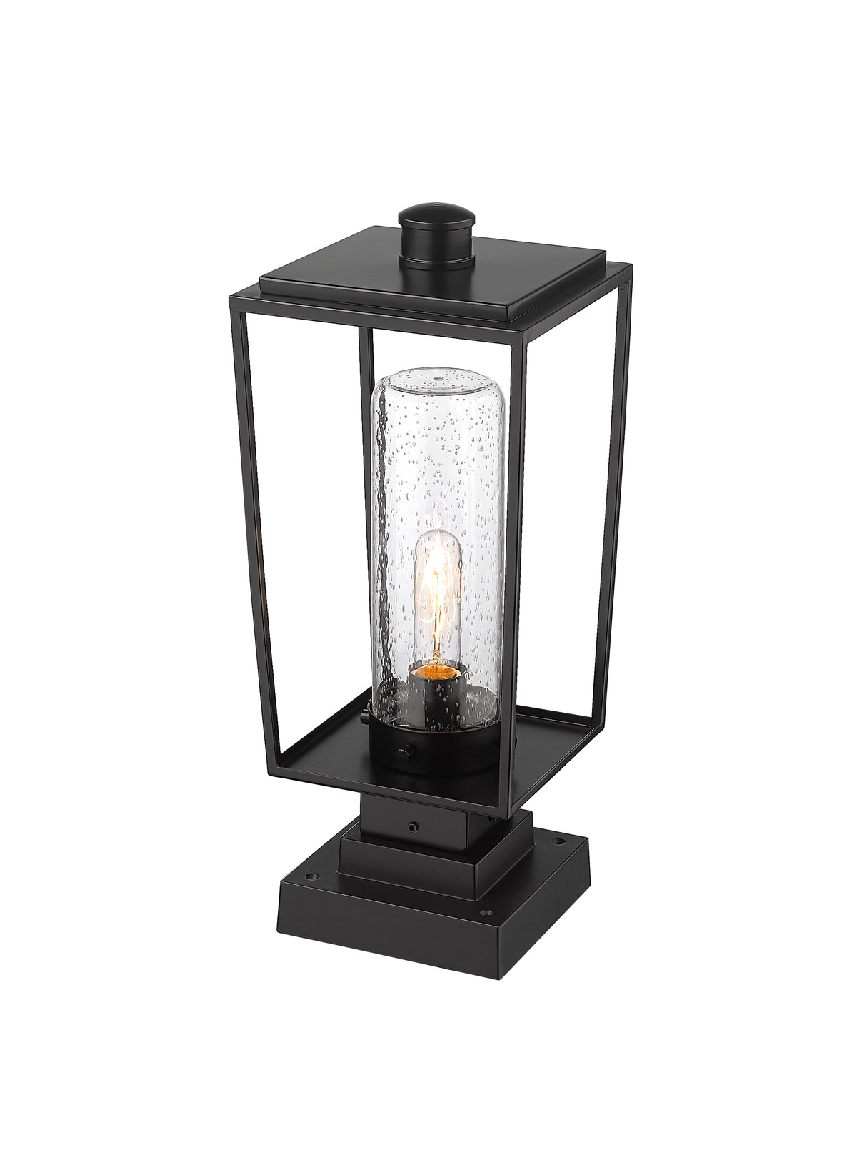 Lanterne extérieure sur socle Sheridan Carré décoratif, 8", Grené transparent – vue 5