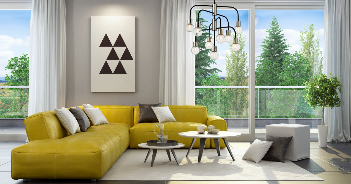 Lustre Neutra Noir mat + Nickel poli, 26 1/2" – vue 2