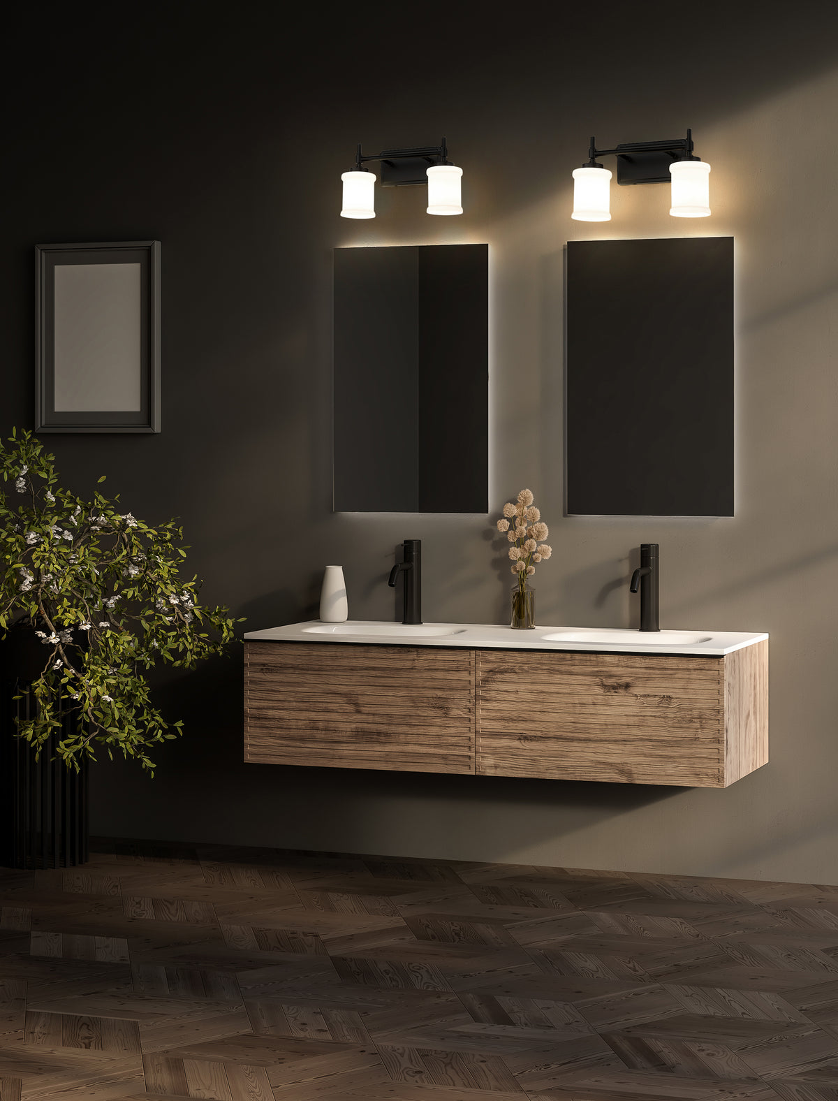 Luminaire de vanité Cadoc Noir mat, 15" – vue 3