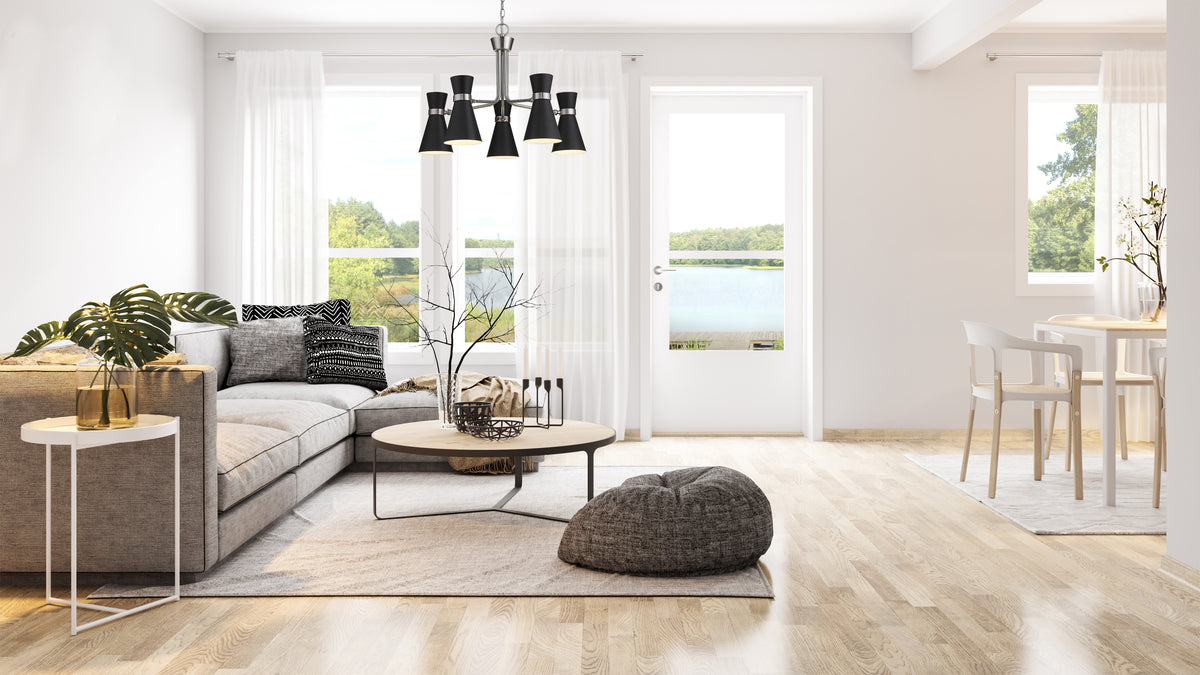 Lustre Soriano Noir mat + Nickel brossé, 27" – vue 2